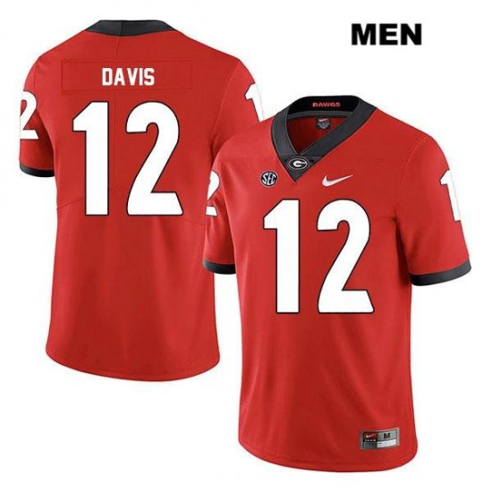Men's Georgia Bulldogs NCAA #12 Rian Davis Nike Stitched Red Legend Authentic College Football Jersey TSN4154DE